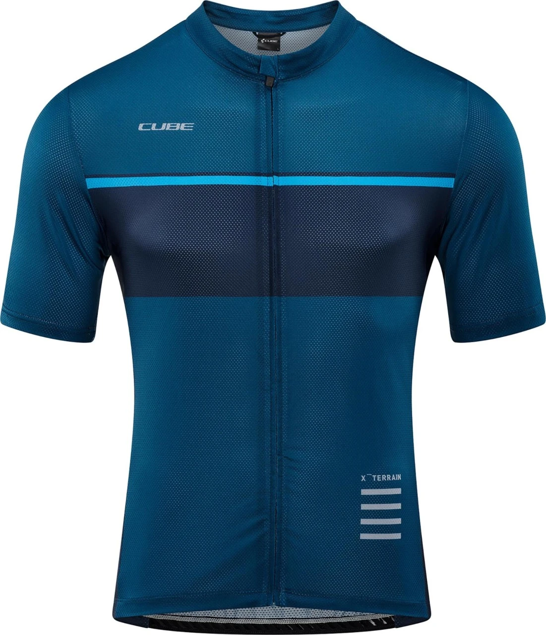 CUBE ATX Trikot Full Zip Kurzarm Blue