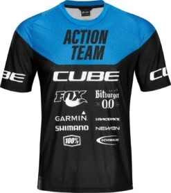 CUBE EDGE Rundhalstrikot Kurzarm X Actionteam Black´n´blue