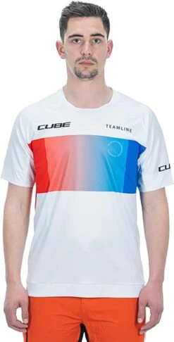 CUBE TEAMLINE Rundhalstrikot Kurzarm White´n´blue´n´red -Fahrradbekleidungs Geschäft VH C 12351 3 38544 1280x1280